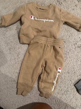 Champion Kids Tan Sweatshirt & Joggers Set with Logo